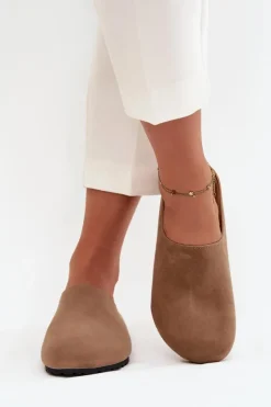 Boto Kapcie Klasyczne|Klapki Korkowe*Klapki Chodaki Damskie Na Platformie Ciemnobeżowe Sylviane Beżowy