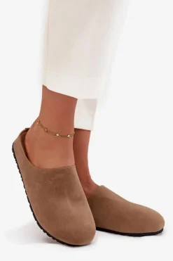 Boto Kapcie Klasyczne|Klapki Korkowe*Klapki Chodaki Damskie Na Platformie Ciemnobeżowe Sylviane Beżowy