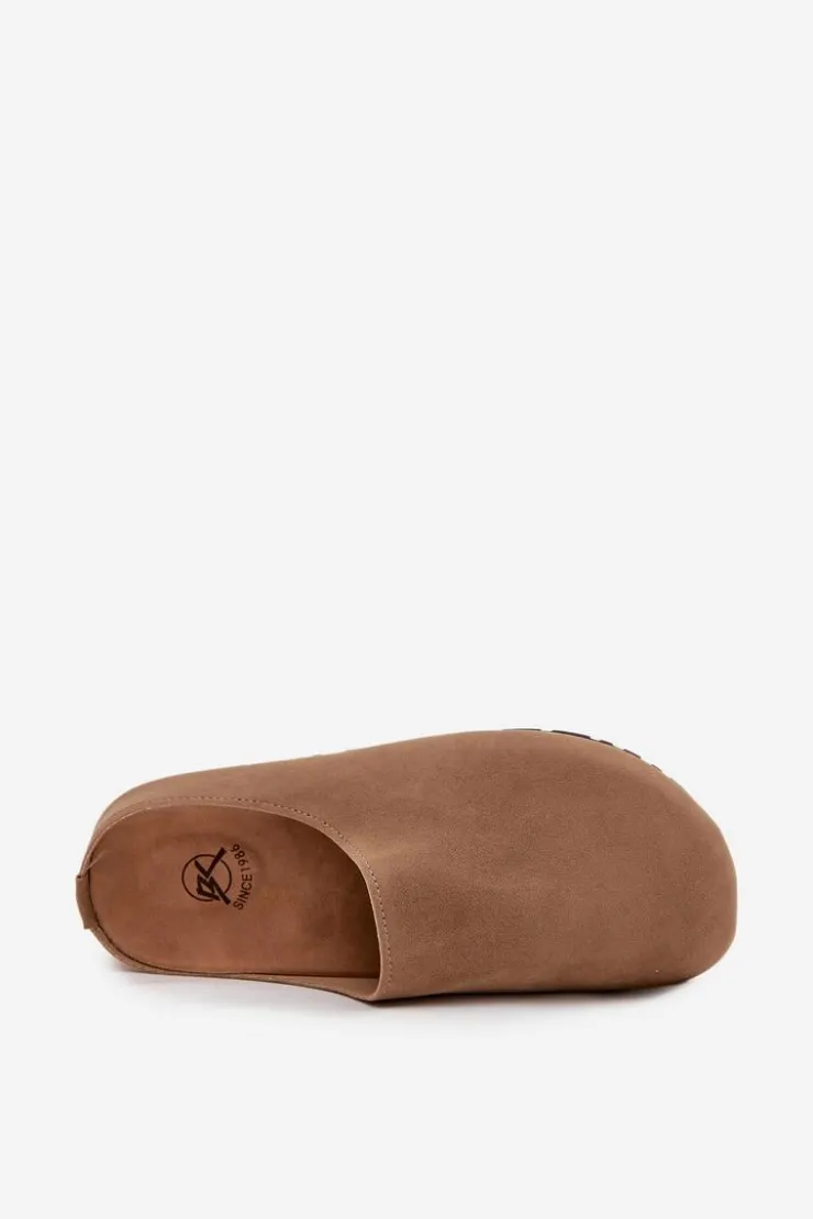 Boto Kapcie Klasyczne|Klapki Korkowe*Klapki Chodaki Damskie Na Platformie Ciemnobeżowe Sylviane Beżowy