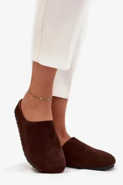 Boto Klapki Chodaki Damskie Na Platformie Czekoladowe Sylviane Brązowy