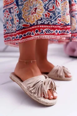 Damskie Boto Klapki Damskie Beżowe Boho Vices 8458