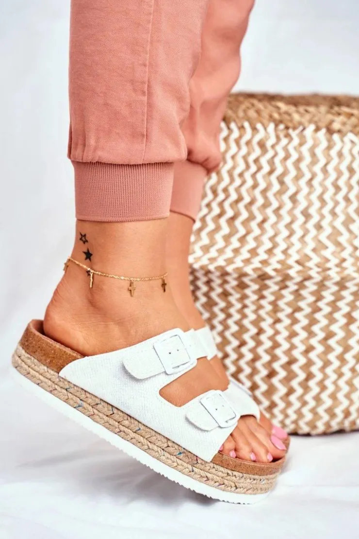 Sale Big Star Shoes Klapki Damskie Big Star Białe FF274665