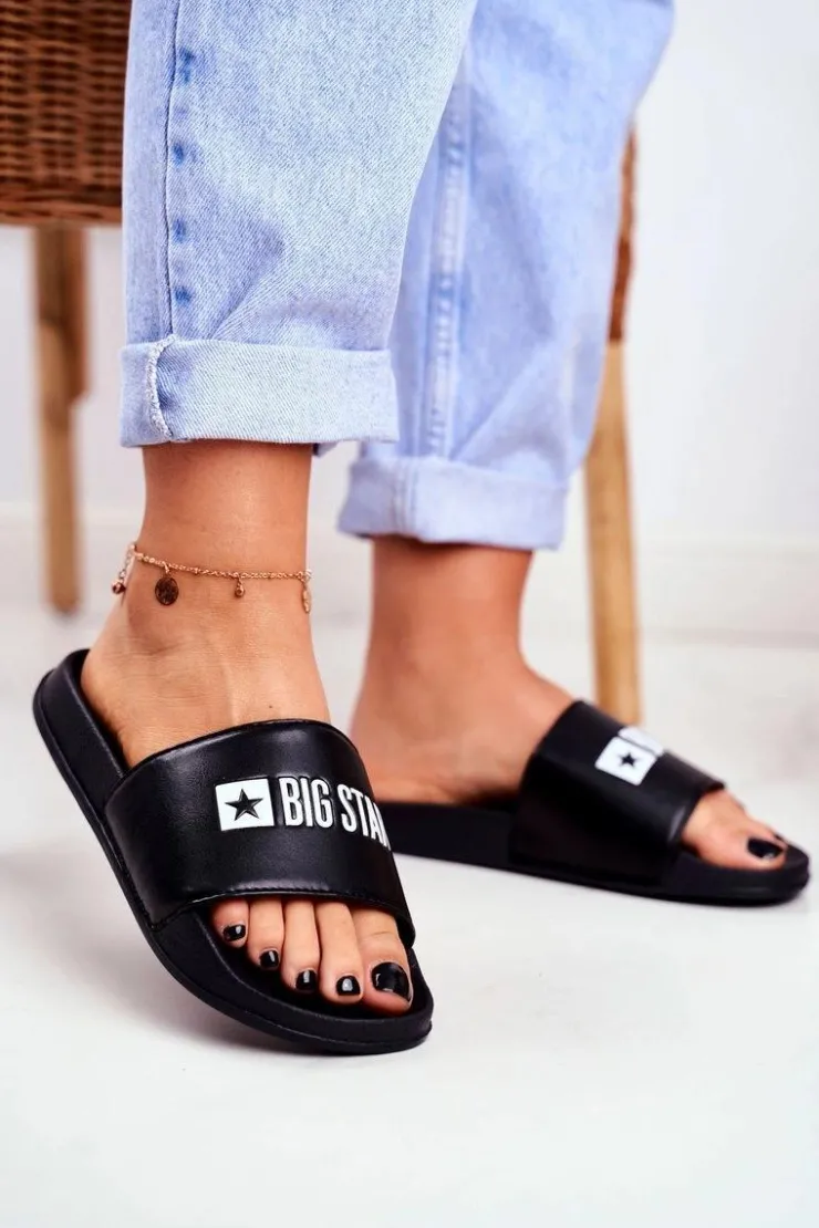 Damskie Big Star Shoes Klapki Damskie Big Star Czarne GG274040