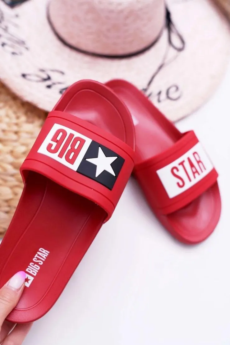 Sale Big Star Shoes Klapki Damskie Big Star Czerwone DD274A267