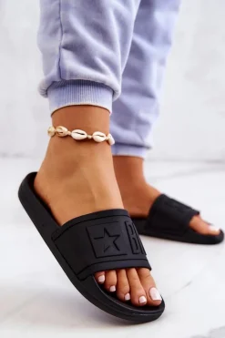 Damskie Big Star Shoes Klapki Damskie Big Star Czarne DD274A271
