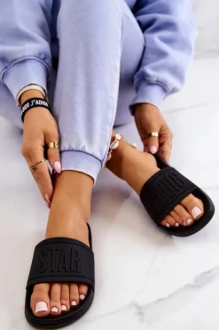 Damskie Big Star Shoes Klapki Damskie Big Star Czarne DD274A271