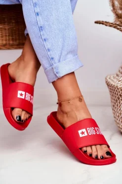 Outlet Big Star Shoes Klapki Damskie Big Star Czerwone GG274041