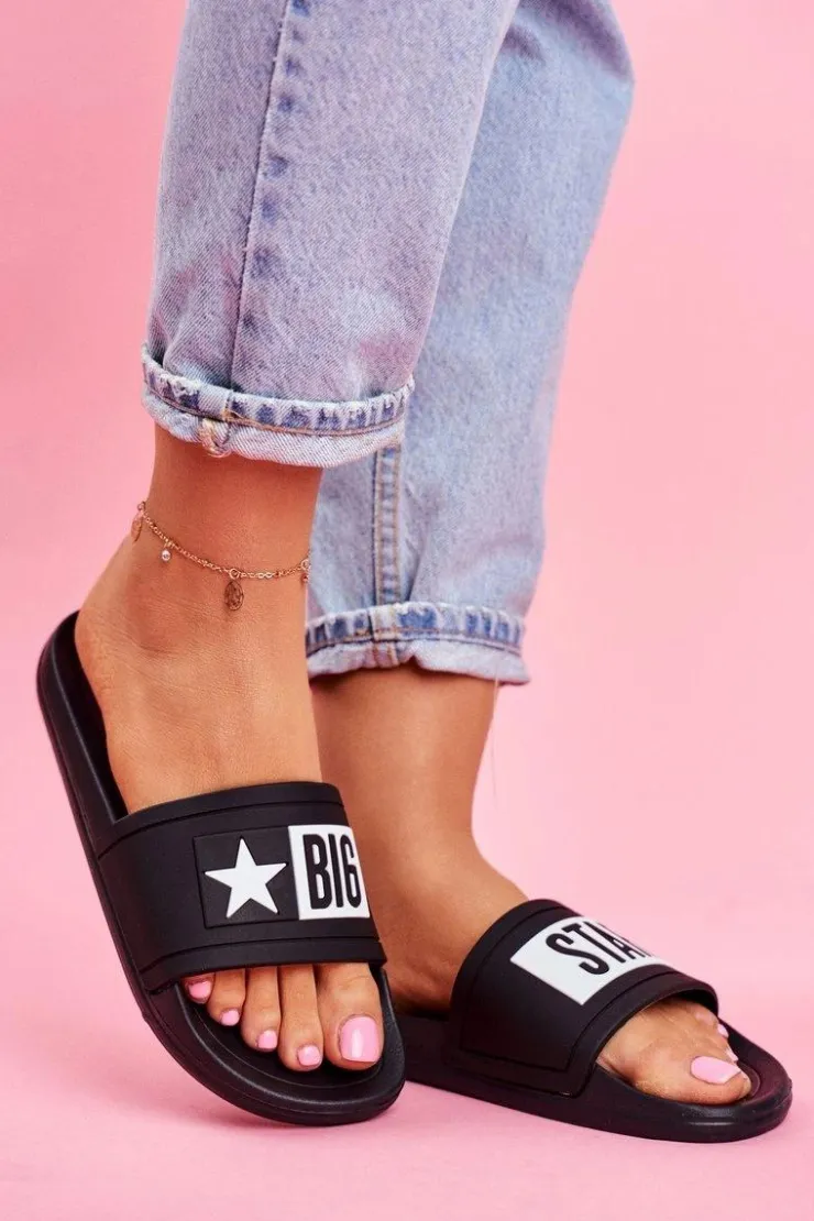 Big Star Shoes Klapki Sportowe|Klapki Damskie Big Star*Klapki Damskie Big Star Czarne DD274A266 Czarny
