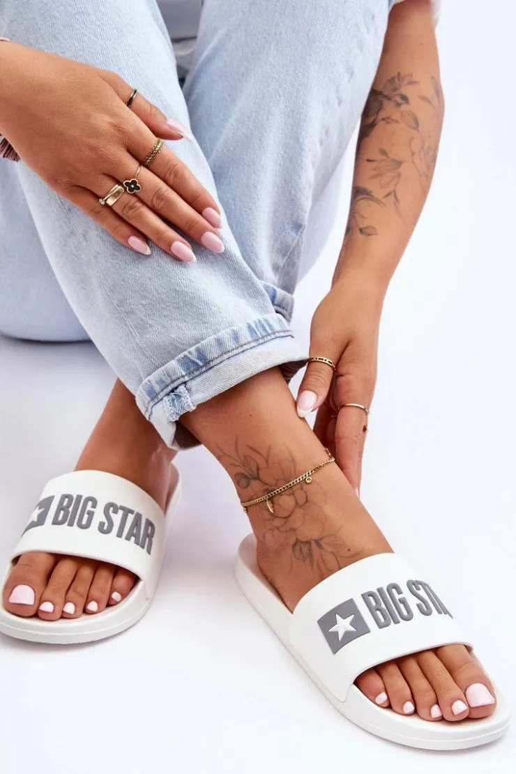 Big Star Shoes Klapki Sportowe|Klapki Damskie Big Star*Klapki Damskie Big Star FF274A199 Białe