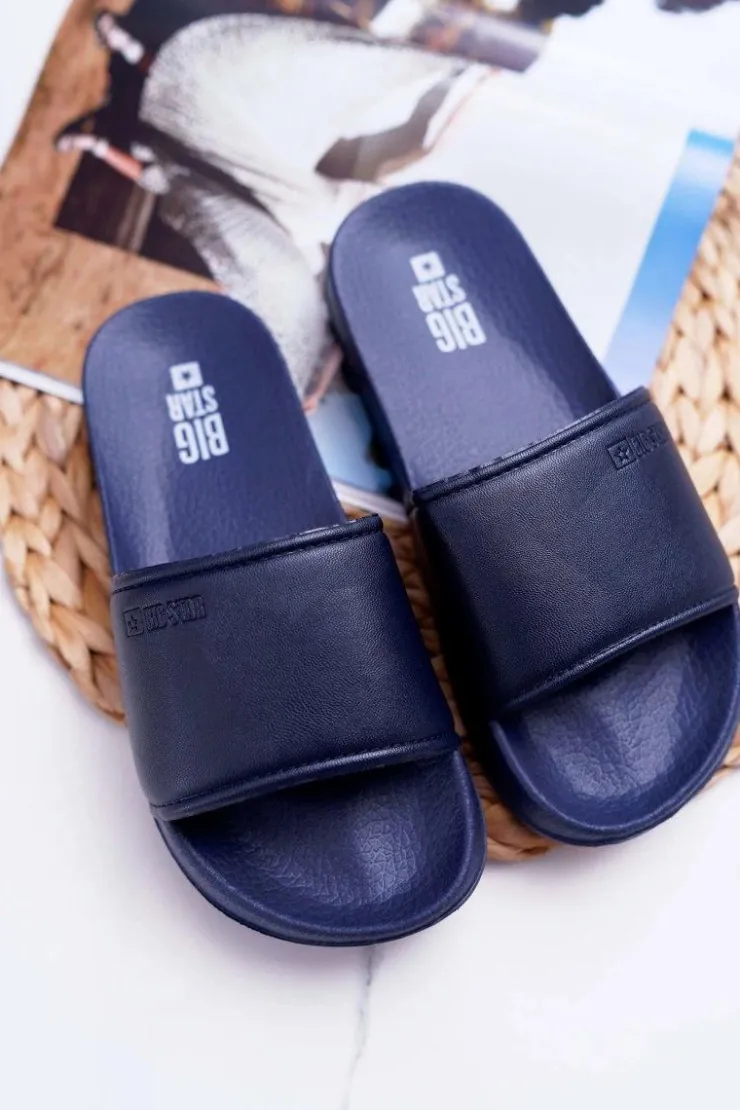 Outlet Big Star Shoes Klapki Damskie Big Star Granatowe AA274A167