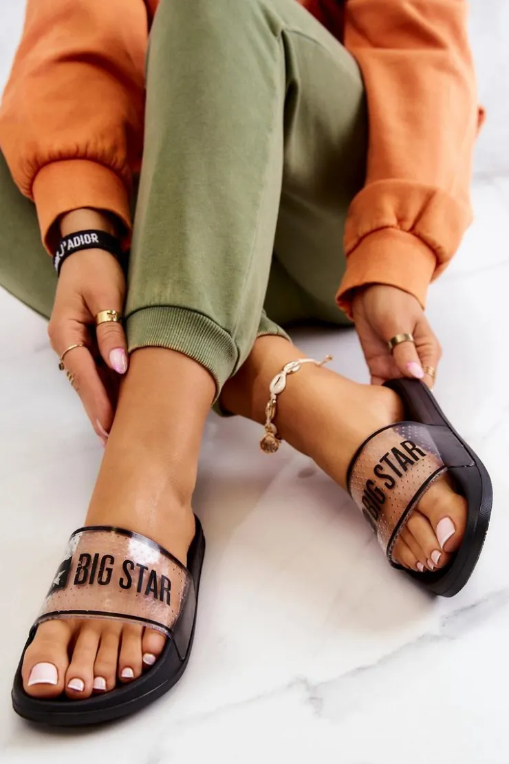 Clearance Big Star Shoes Klapki Damskie Big Star JJ274639 Czarne