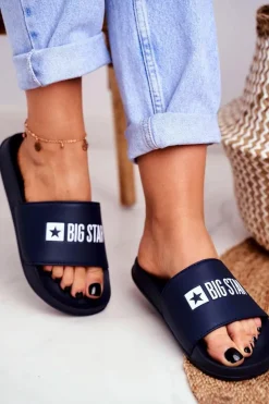 Damskie Big Star Shoes Klapki Damskie Big Star Klasyk Granatowe GG274043