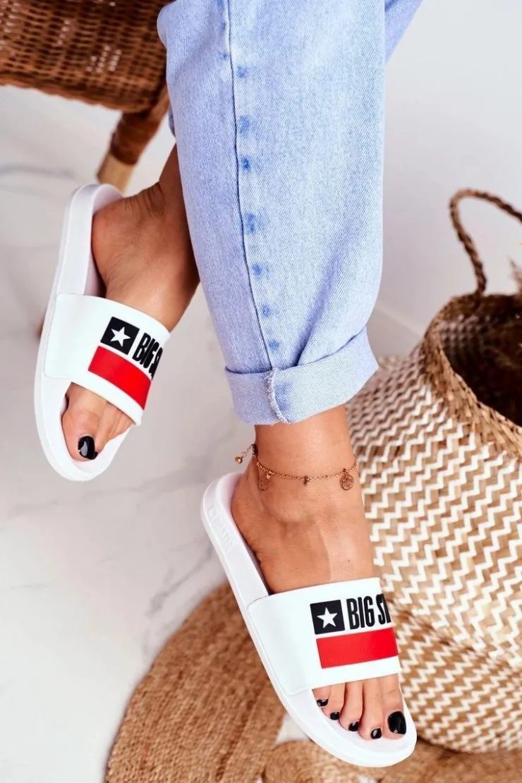 Damskie Big Star Shoes Klapki Damskie Big Star Klasyk Białe GG274047