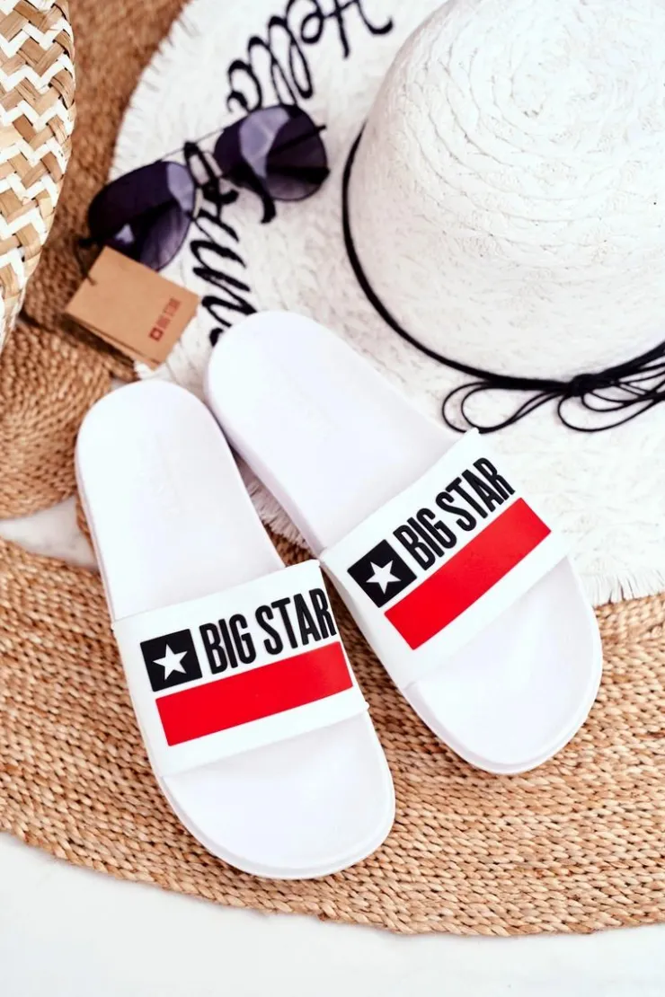 Damskie Big Star Shoes Klapki Damskie Big Star Klasyk Białe GG274047