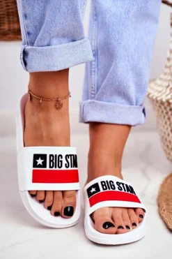 Damskie Big Star Shoes Klapki Damskie Big Star Klasyk Białe GG274047