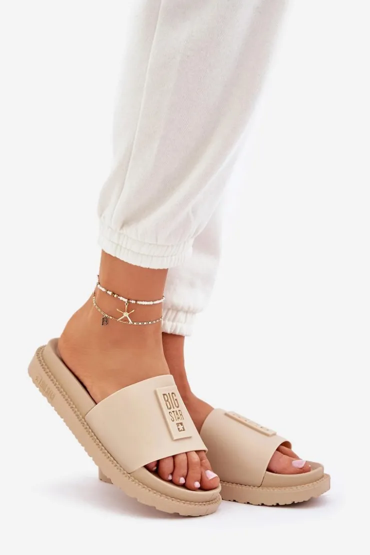 Online Big Star Shoes Klapki Damskie Big Star LL274A210 Beżowe Beżowy