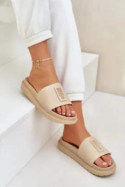 Online Big Star Shoes Klapki Damskie Big Star LL274A210 Beżowe Beżowy