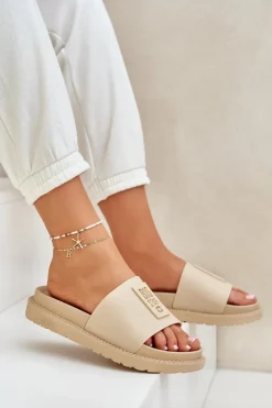 Online Big Star Shoes Klapki Damskie Big Star LL274A210 Beżowe Beżowy