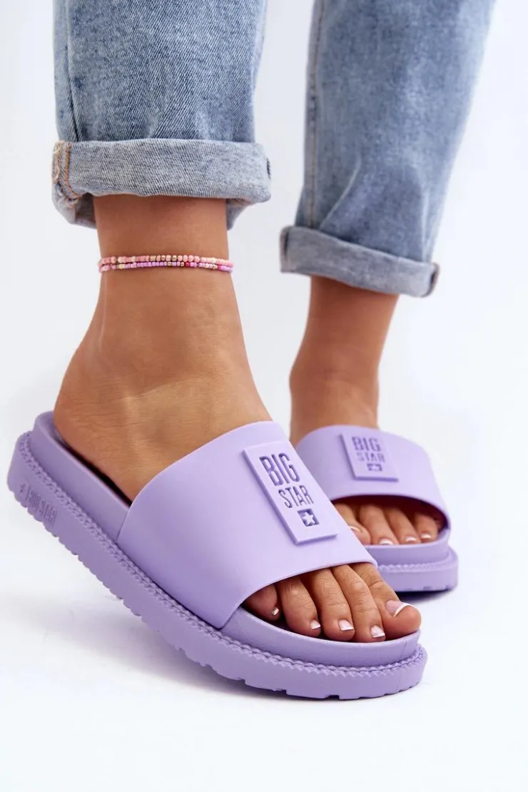 Big Star Shoes Klapki Damskie Big Star LL274426 Fioletowe