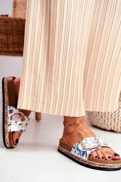 Big Star Shoes Klapki Damskie Big Star|Klapki Damskie Klasyczne*Klapki Damskie Big Star Metaliczny Wzór DD274127