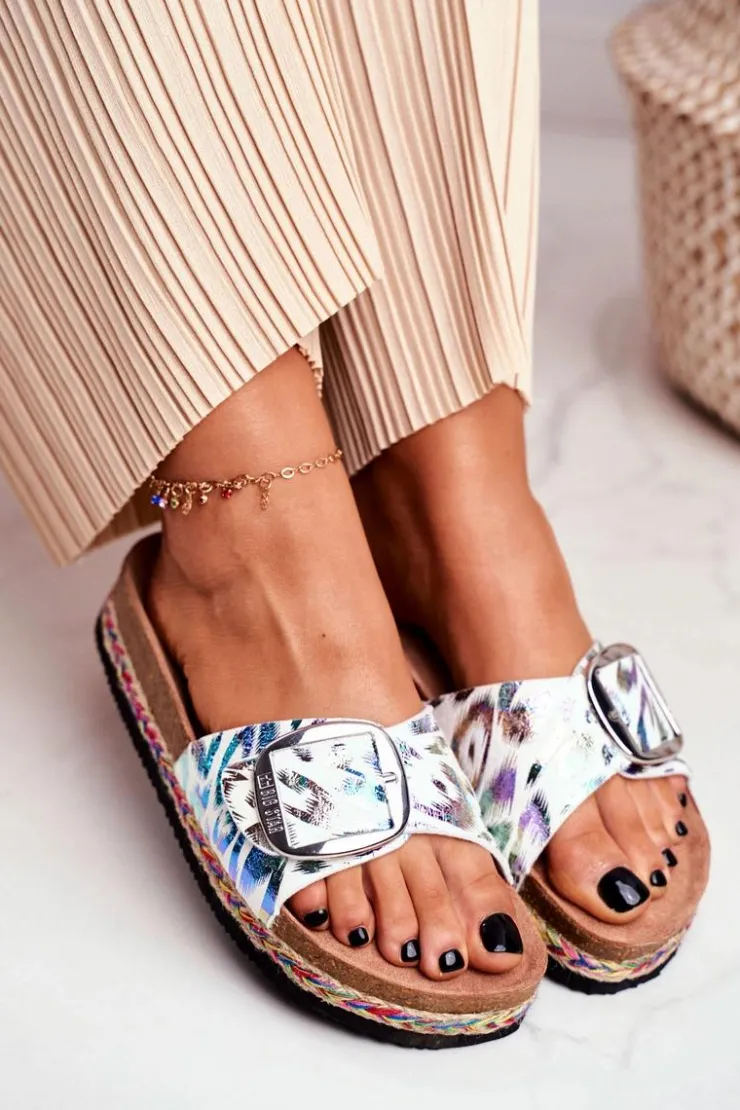 Big Star Shoes Klapki Damskie Big Star|Klapki Damskie Klasyczne*Klapki Damskie Big Star Metaliczny Wzór DD274127