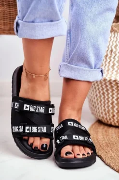 Big Star Shoes Klapki Damskie Big Star|Klapki Damskie Klasyczne*Klapki Damskie Big Star Militarne Czarne GG274A018