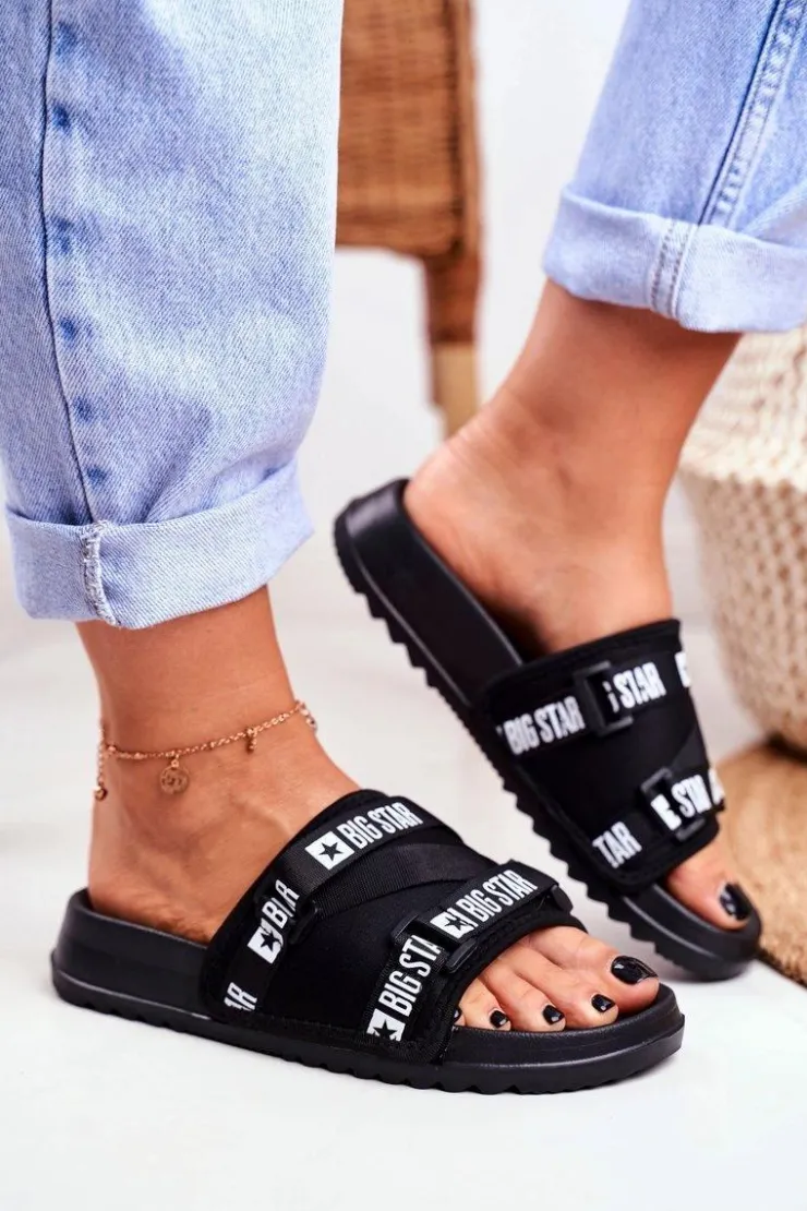 Big Star Shoes Klapki Damskie Big Star|Klapki Damskie Klasyczne*Klapki Damskie Big Star Militarne Czarne GG274A018