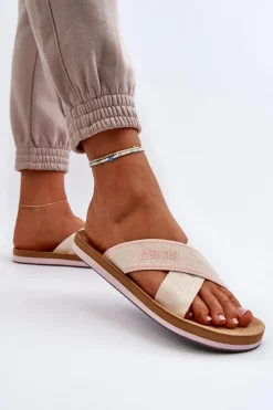 Big Star Shoes Klapki Damskie Big Star|Klapki Damskie Klasyczne*Klapki Damskie Big Star NN274A057 Beżowe