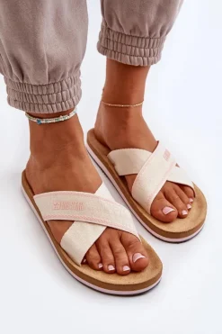 Big Star Shoes Klapki Damskie Big Star|Klapki Damskie Klasyczne*Klapki Damskie Big Star NN274A057 Beżowe