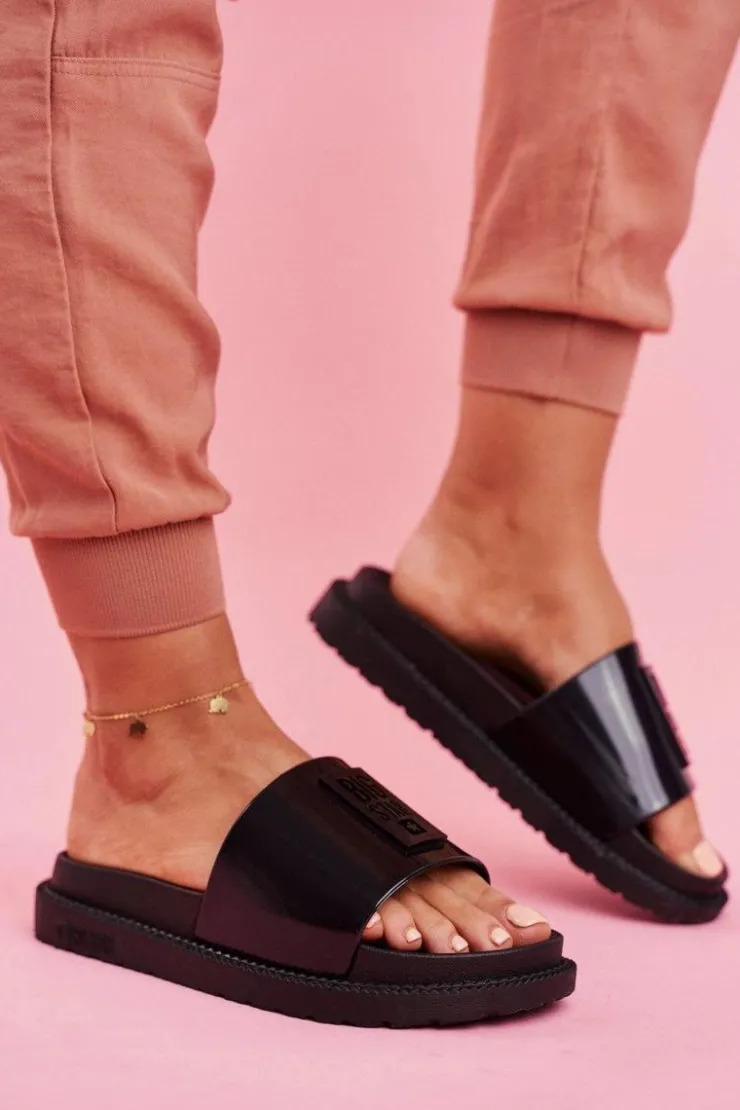 Big Star Shoes Klapki Sportowe|Klapki Damskie Big Star*Klapki Damskie Big Star na Platformie Czarne FF274813