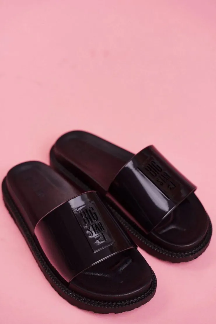 Big Star Shoes Klapki Sportowe|Klapki Damskie Big Star*Klapki Damskie Big Star na Platformie Czarne FF274813