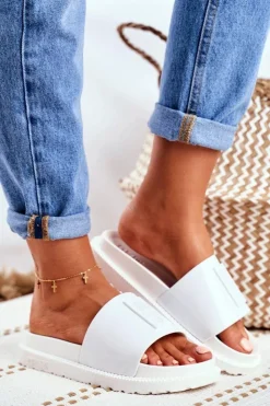 Damskie Big Star Shoes Klapki Damskie Big Star na Platformie Białe FF274812