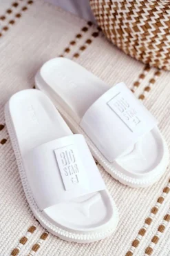 Damskie Big Star Shoes Klapki Damskie Big Star na Platformie Białe FF274812