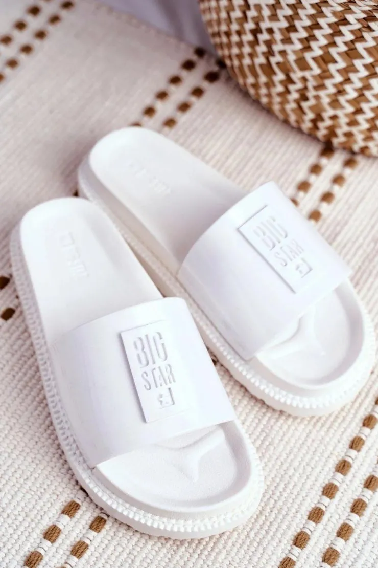 Damskie Big Star Shoes Klapki Damskie Big Star na Platformie Białe FF274812