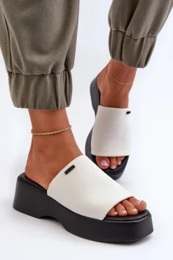 Big Star Shoes Klapki Damskie Big Star|Klapki Damskie Klasyczne*Klapki Damskie Big Star NN274022 Białe