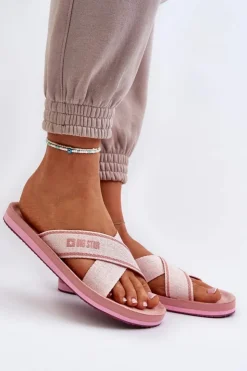 Discount Big Star Shoes Klapki Damskie Big Star NN274A058 Różowe Różowy