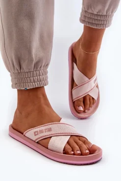 Discount Big Star Shoes Klapki Damskie Big Star NN274A058 Różowe Różowy
