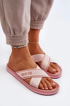 Discount Big Star Shoes Klapki Damskie Big Star NN274A058 Różowe Różowy