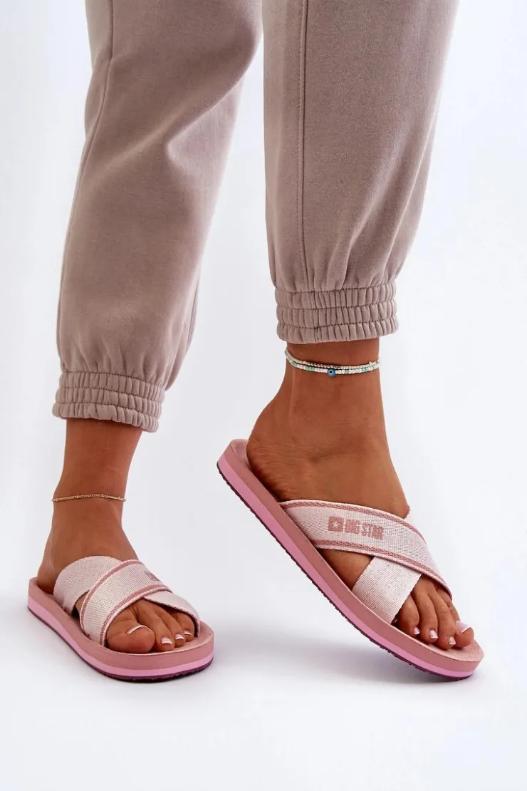 Discount Big Star Shoes Klapki Damskie Big Star NN274A058 Różowe Różowy