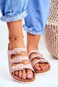 Best Big Star Shoes Klapki Damskie Big Star Pudrowy Róż FF274627