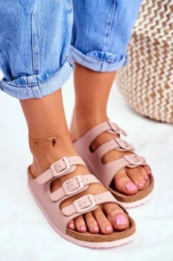 Best Big Star Shoes Klapki Damskie Big Star Pudrowy Róż FF274627