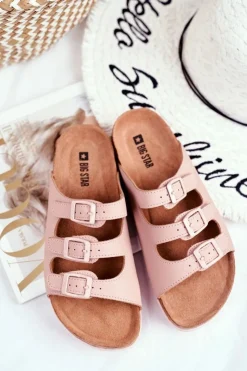 Best Big Star Shoes Klapki Damskie Big Star Pudrowy Róż FF274627
