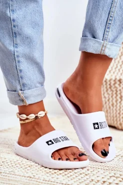 Big Star Shoes Klapki Sportowe|Klapki Damskie Big Star*Klapki Damskie Big Star Powietrzne Białe GG274A026