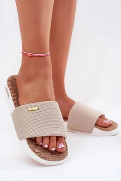 Big Star Shoes Klapki Damskie Big Star|Klapki Damskie Klasyczne*Klapki Damskie Big Star RR274A102 Beżowe Beżowy