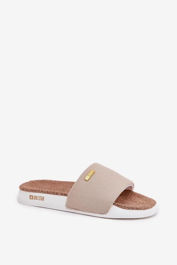 Big Star Shoes Klapki Damskie Big Star|Klapki Damskie Klasyczne*Klapki Damskie Big Star RR274A102 Beżowe Beżowy