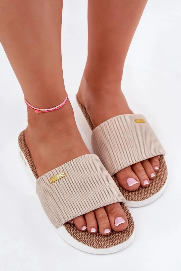 Big Star Shoes Klapki Damskie Big Star|Klapki Damskie Klasyczne*Klapki Damskie Big Star RR274A102 Beżowe Beżowy