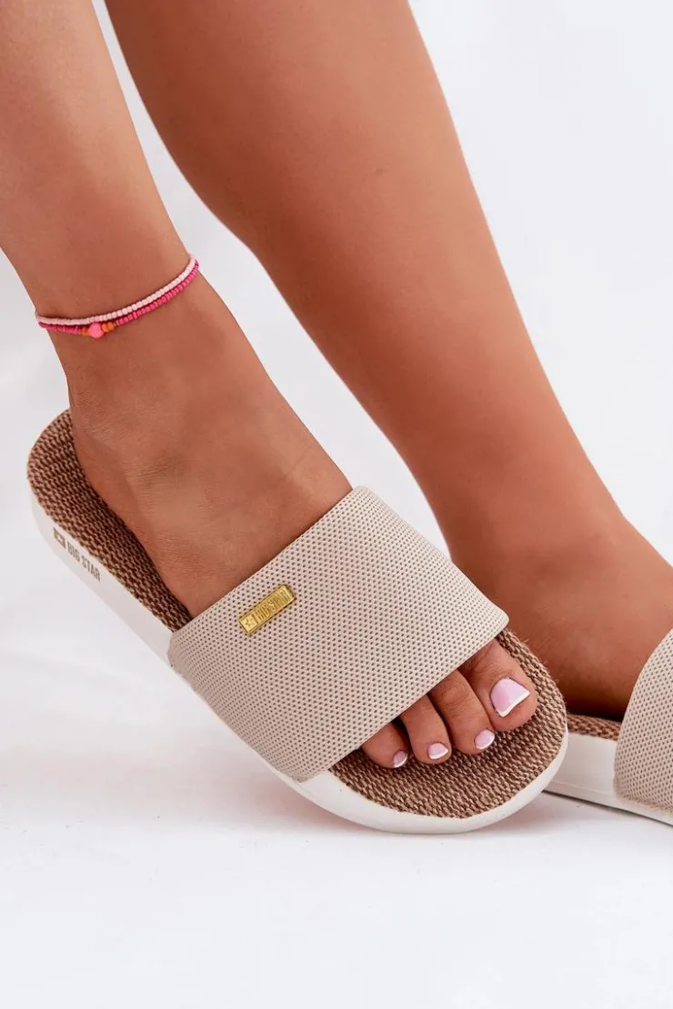 Big Star Shoes Klapki Damskie Big Star|Klapki Damskie Klasyczne*Klapki Damskie Big Star RR274A102 Beżowe Beżowy