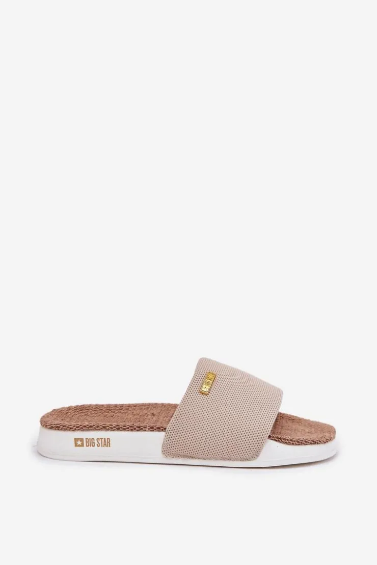 Big Star Shoes Klapki Damskie Big Star|Klapki Damskie Klasyczne*Klapki Damskie Big Star RR274A102 Beżowe Beżowy