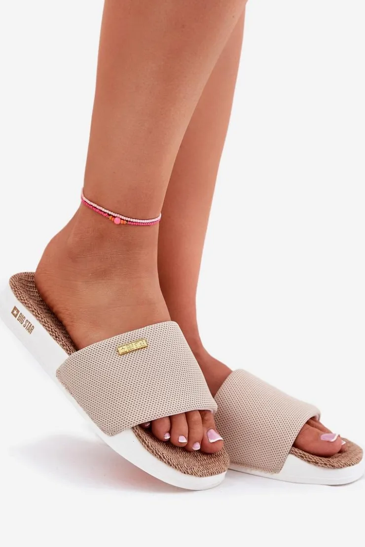 Big Star Shoes Klapki Damskie Big Star|Klapki Damskie Klasyczne*Klapki Damskie Big Star RR274A102 Beżowe Beżowy