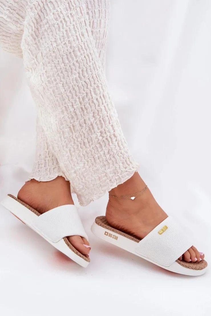 Big Star Shoes Klapki Damskie Big Star|Klapki Na Platformie*Klapki Damskie Big Star RR274A103 Białe Biały